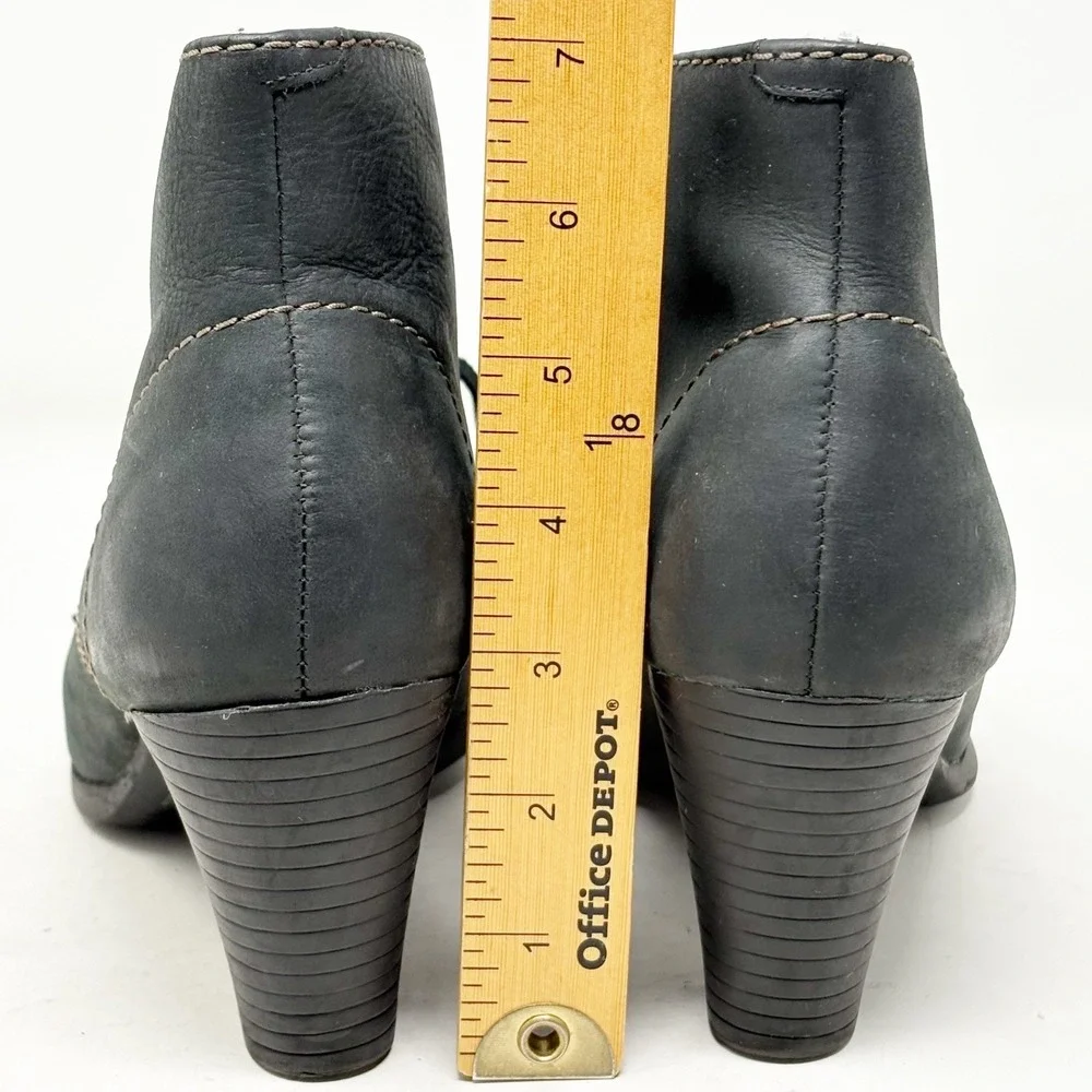 Clarks Bendables Black Leather Lace Up Ankle Booties Womens 9M Block Heel